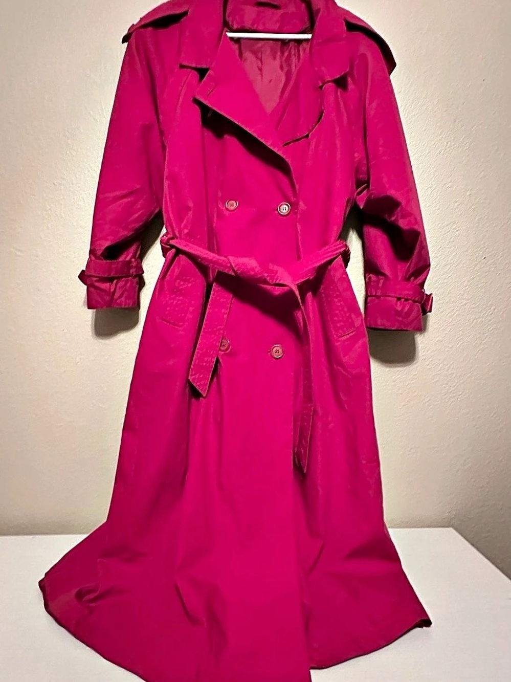 Vintage XL Blair Boutique 90s Pink Trench Coat Barbiecore Military Zip Liner EUC